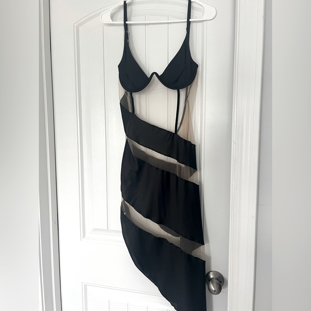 God Save Queens Black and Nude Sheer Dress